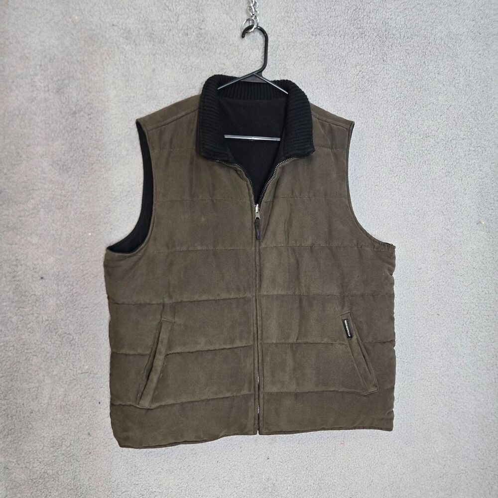 Weatherproof Quilted Puffer Vest Mens XL Brown Full Zip Outdoor Warm Collared